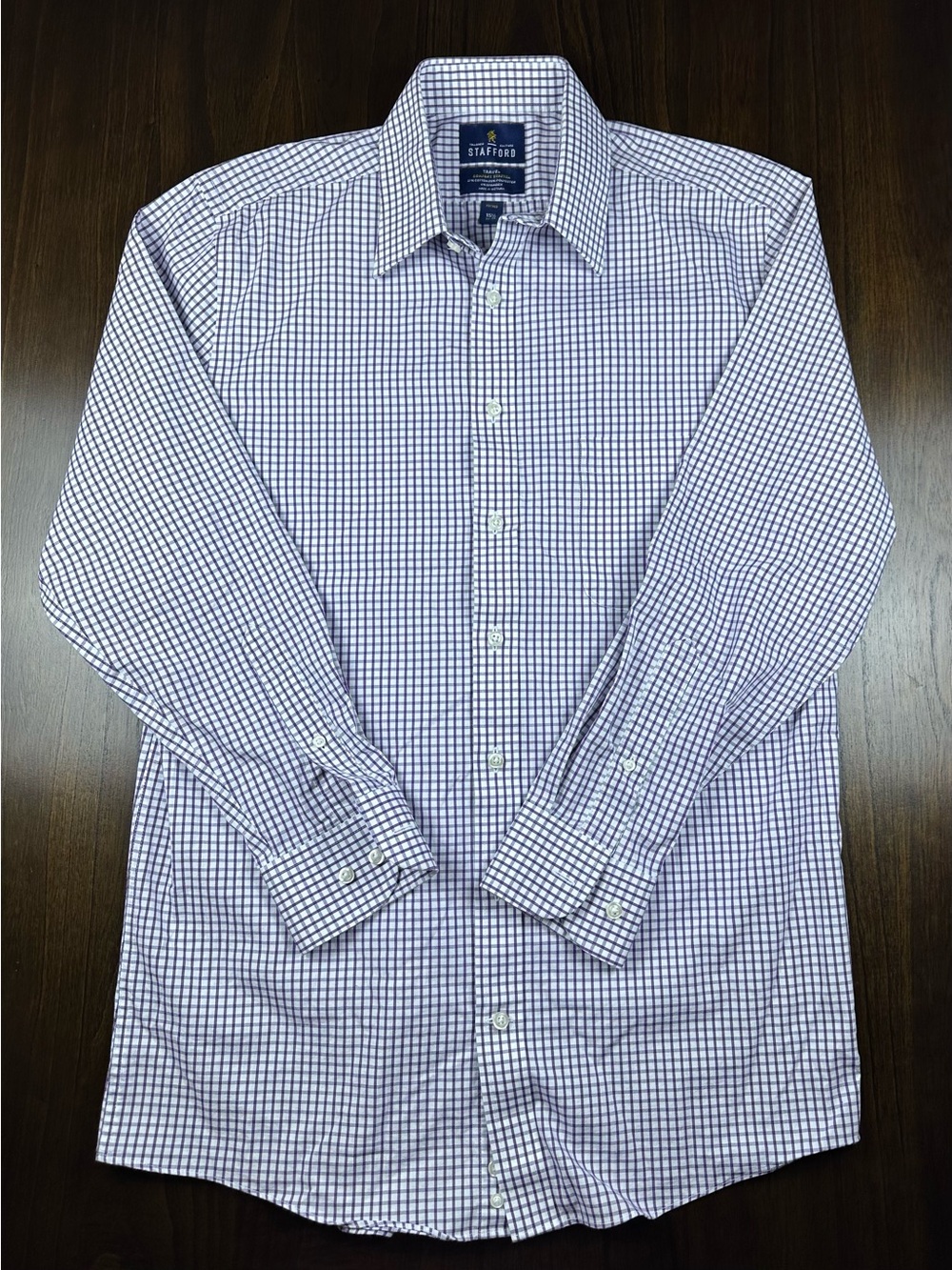 Stafford Travel Comfort Stretch Oxford Shirt Lavender/Purple 32/33  15 1/2